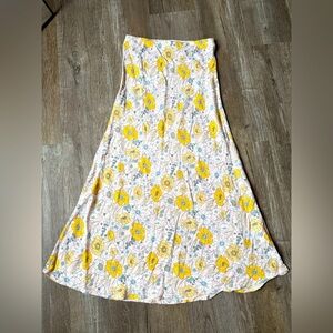 Cotton On Floral Hippie Boho Maxi Skirt Flowy Long Multi Color Pink Yellow XS